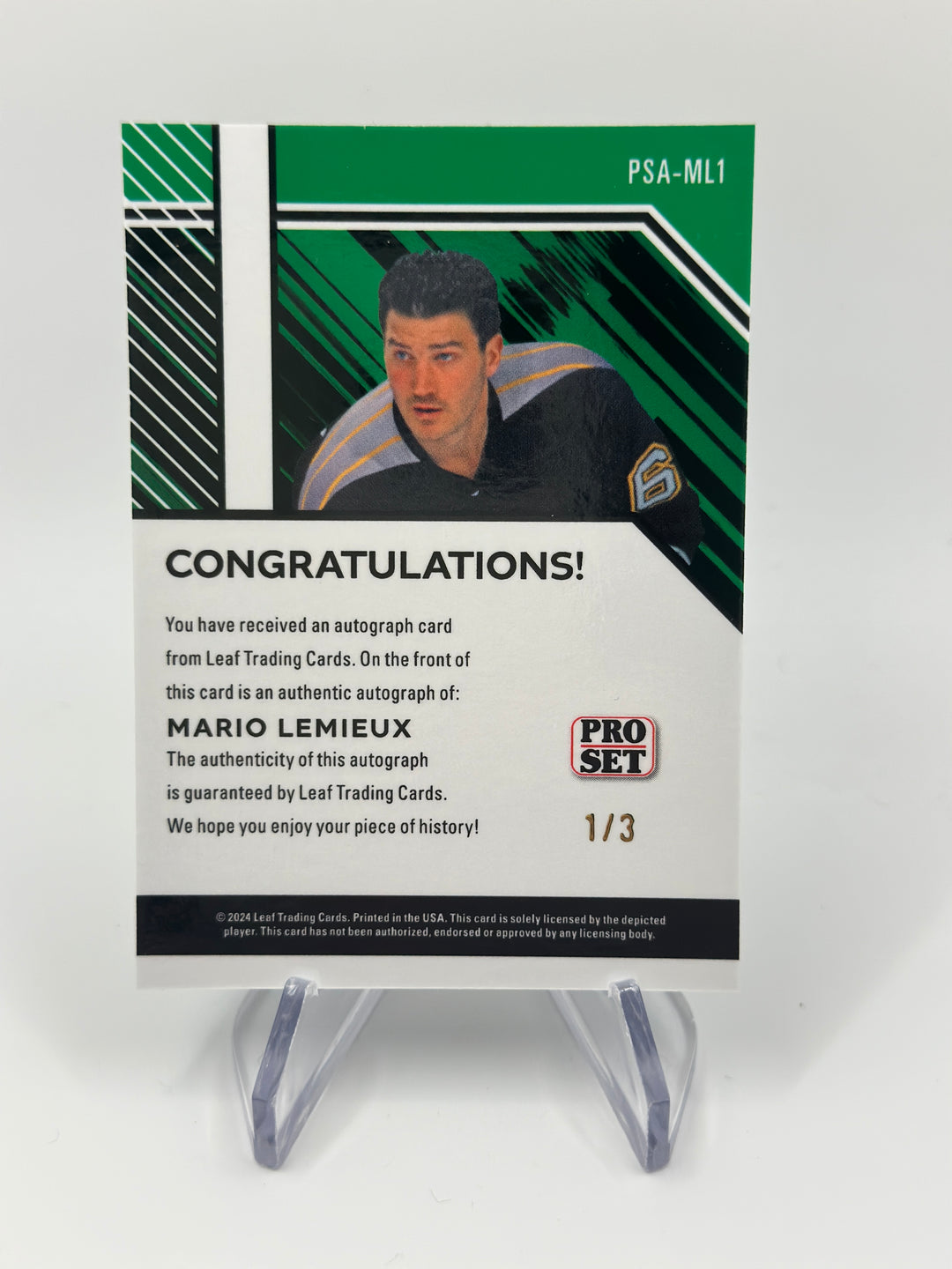 2024 Leaf Pro Set Mario Lemieux Auto #PSA-ML1 /3