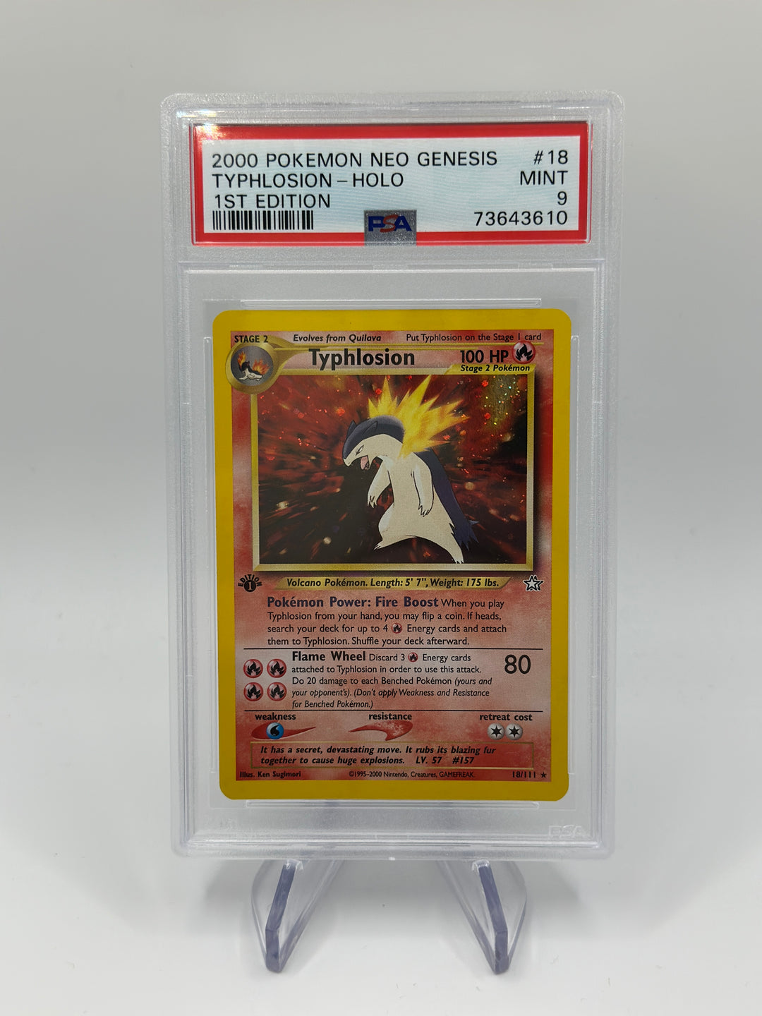 Pokémon Typhlosion Holo 1st #18 PSA 9