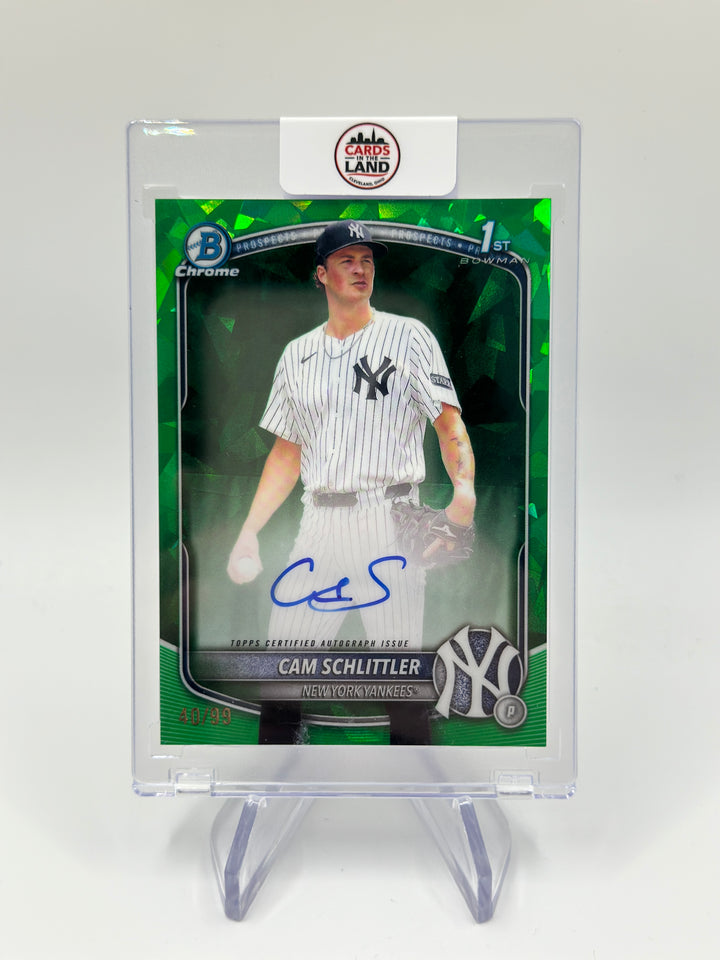 2025 Bowman Chrome Sapphire Cam Schlittler /99 Auto #CPSA-CS