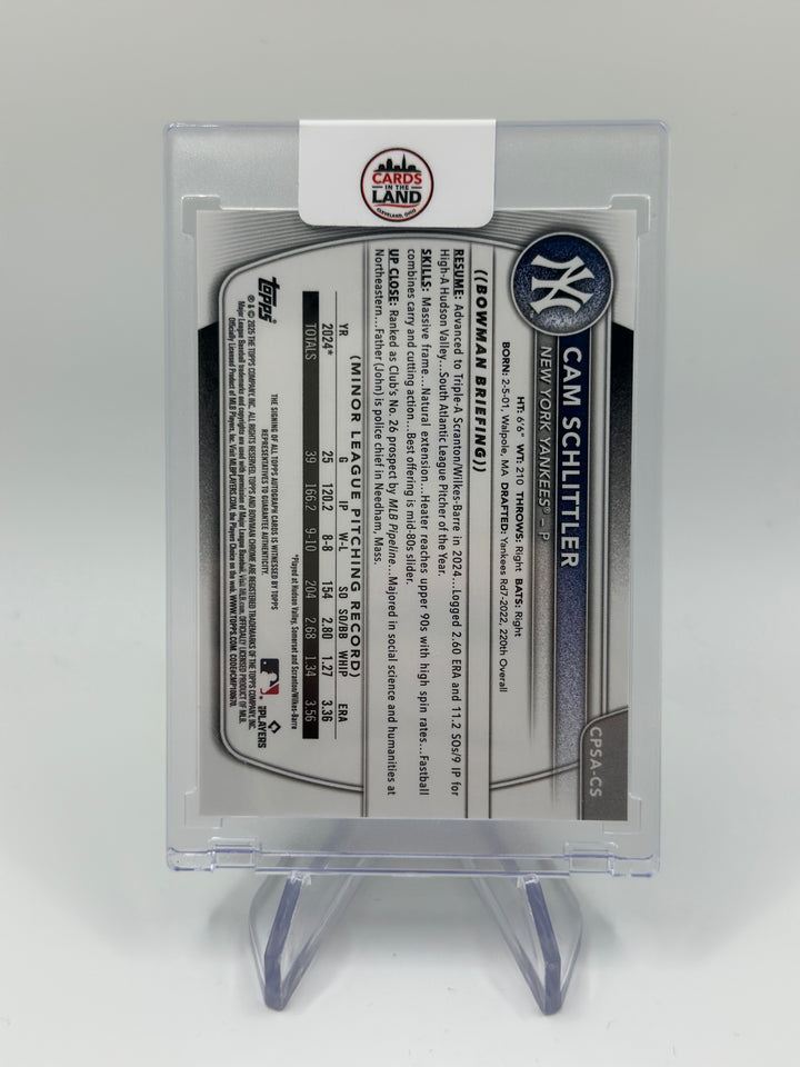 2025 Bowman Chrome Sapphire Cam Schlittler /99 Auto #CPSA-CS