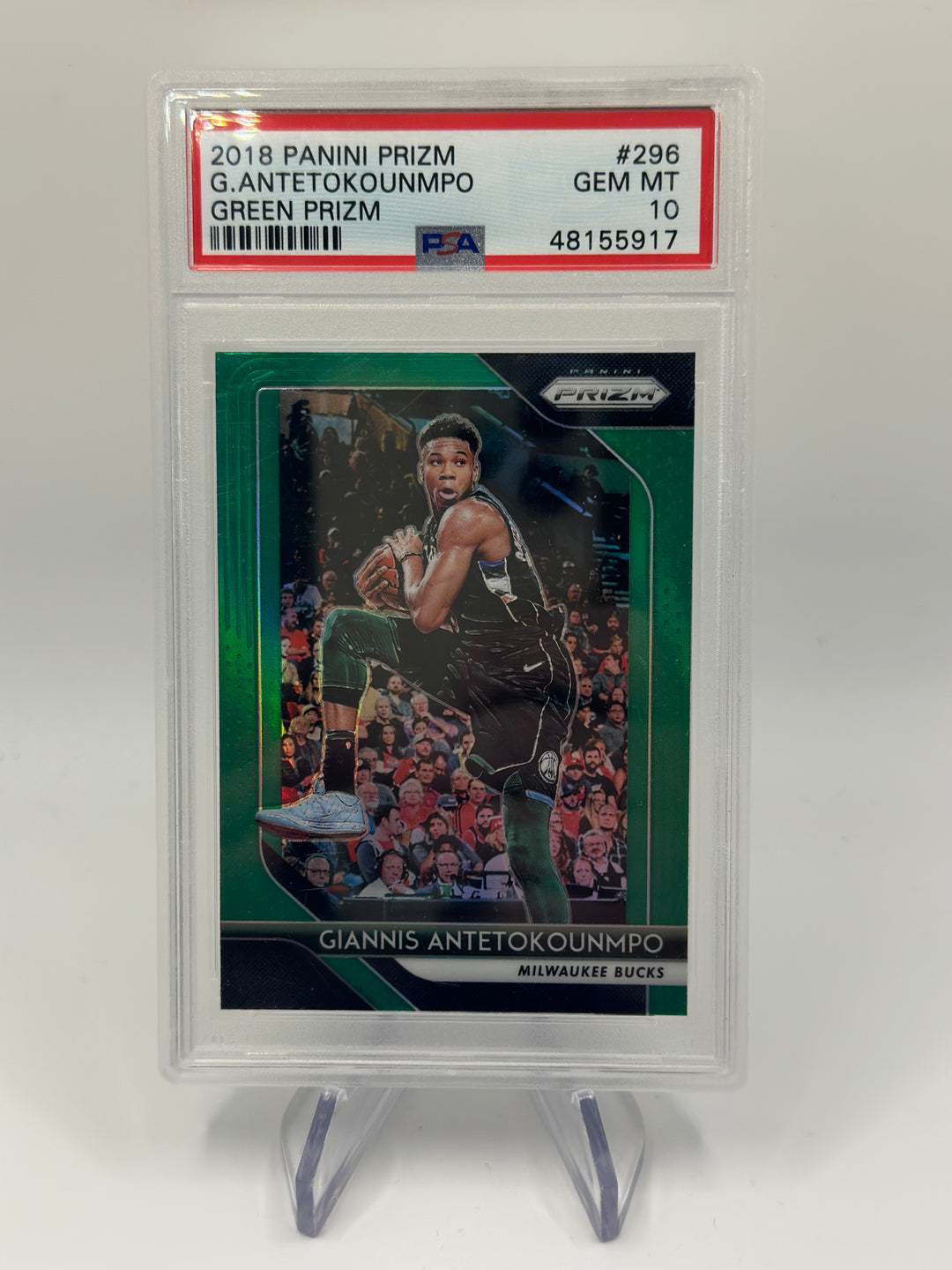 2018 Prizm Giannis Antetokounmpo Green #296 PSA 10
