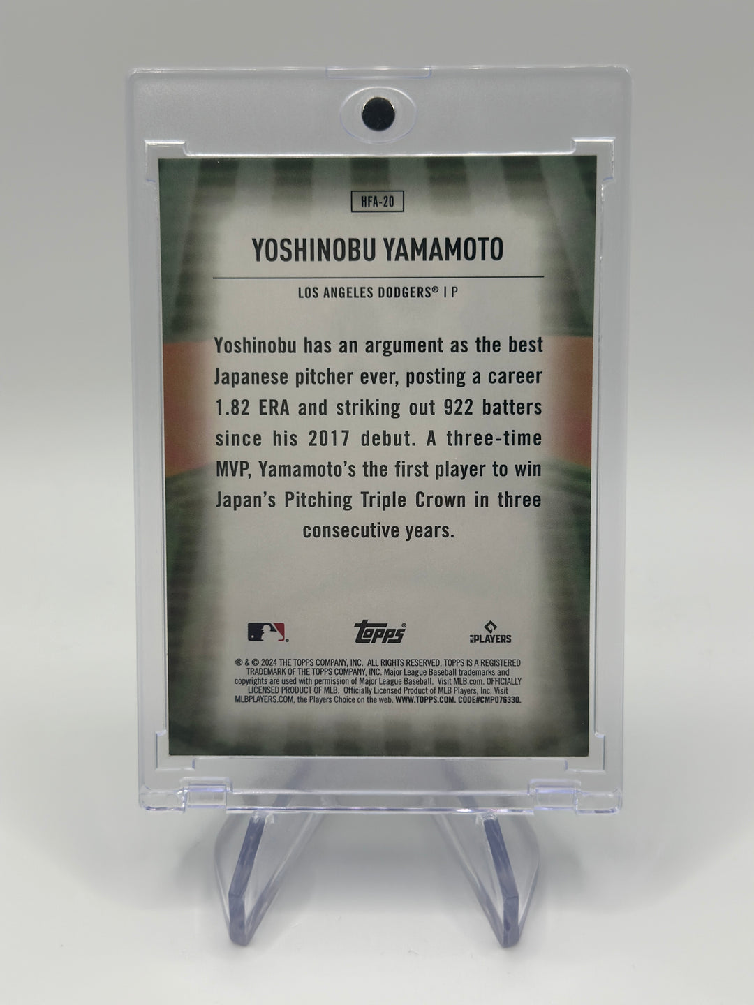 2024 Topps Yoshinobu Yamamoto Home Field Advantage #HFA-20