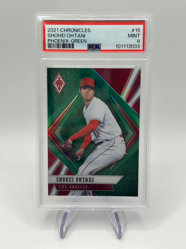 2021 Chronicles Shohei Ohtani Green /75 #15 PSA 9