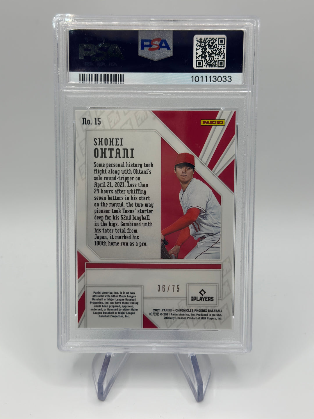 2021 Chronicles Shohei Ohtani Green /75 #15 PSA 9