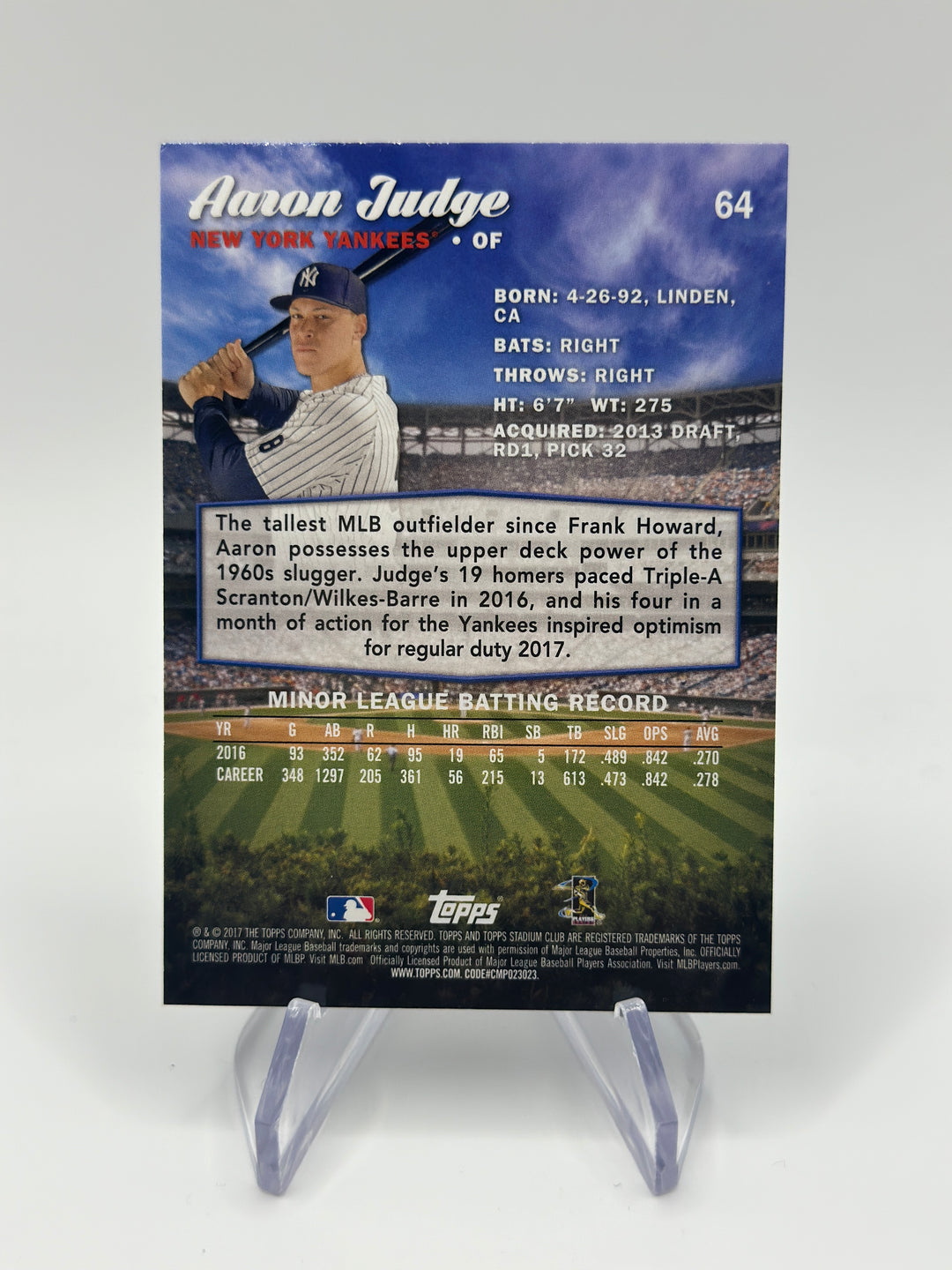 2017 Topps Stadium Club Aaron Judge #64