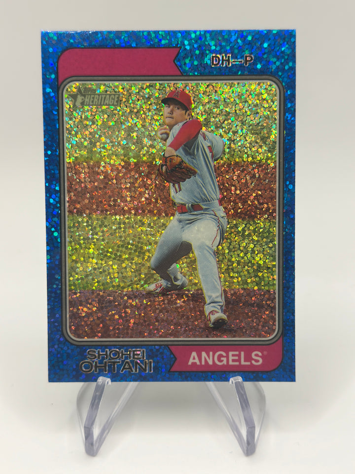 2023 Topps Heritage Shohei Ohtani Chrome Blue Sparkle Refractor #20 Angels