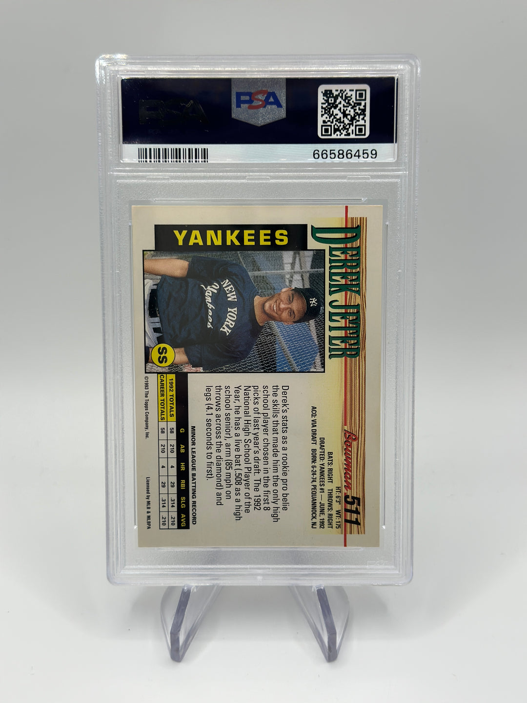 1993 Bowman Derek Jeter #511 PSA 5