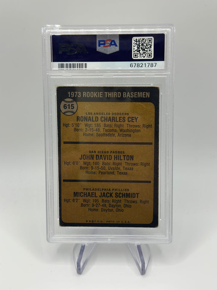 1973 Topps Rookie 3rd Basemen Cey/Hilton/Schmidt #615 PSA 2