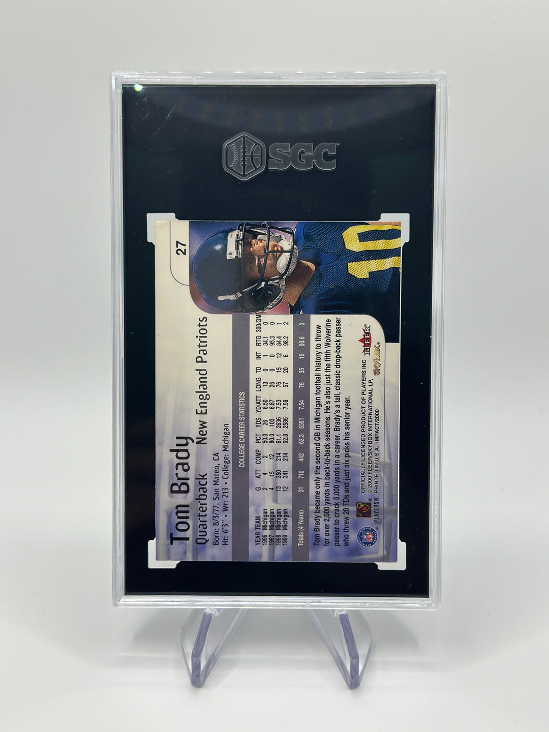 2000 Skybox Impact Tom Brady #27 SGC 3