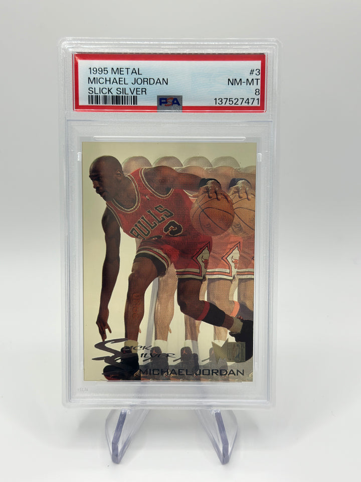 1995 Metal Michael Jordan Slick Silver #3 PSA 8