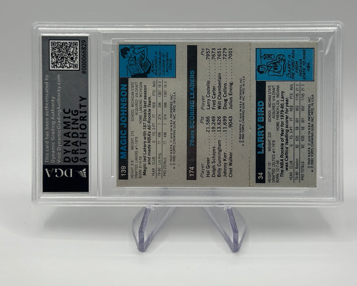 1980 Topps Larry Bird & Magic Johnson & Julius Erving Rookie Card DGA Authentic