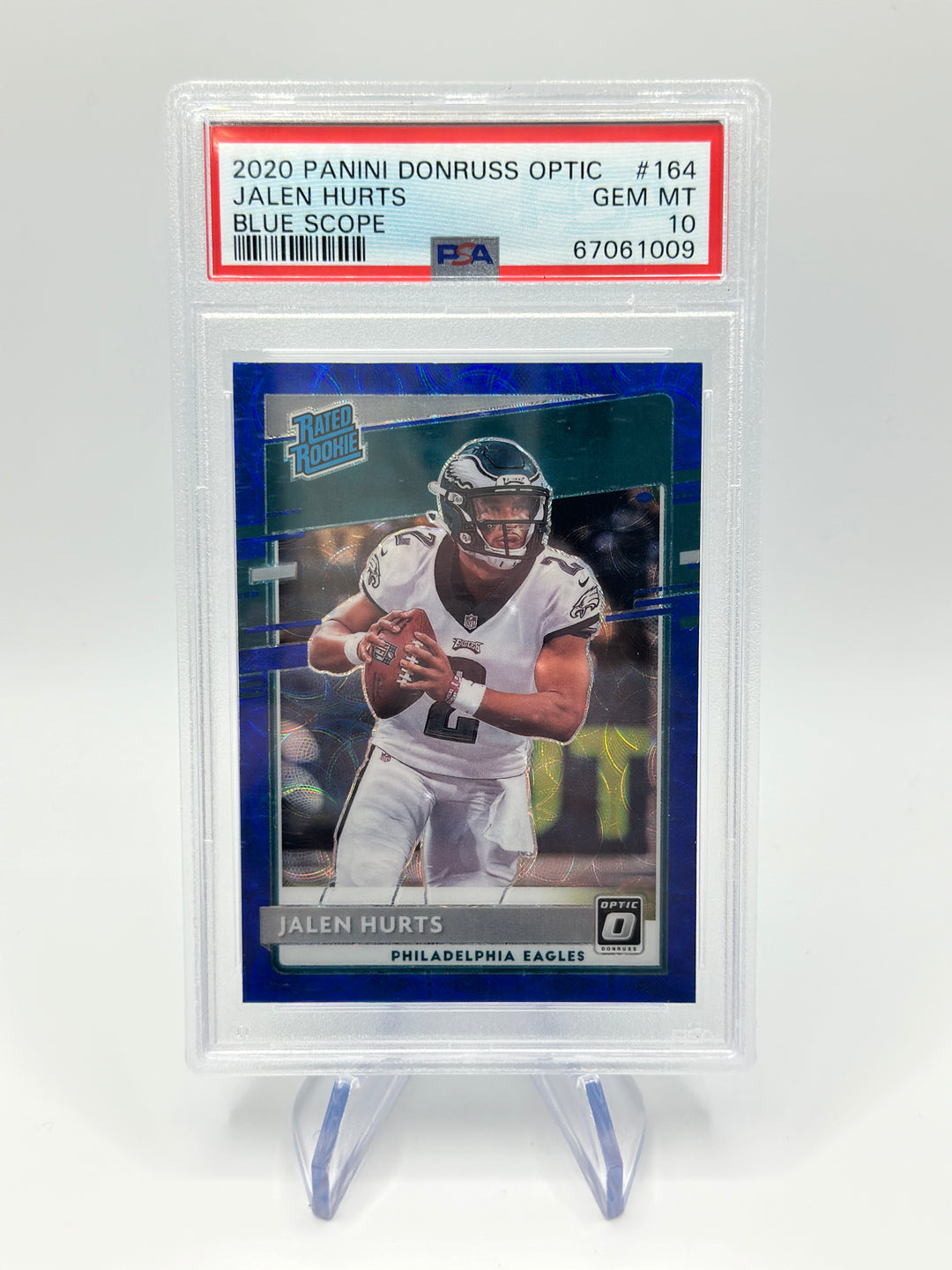 2020 Optic Jalen Hurts Blue Scope #164 PSA 10