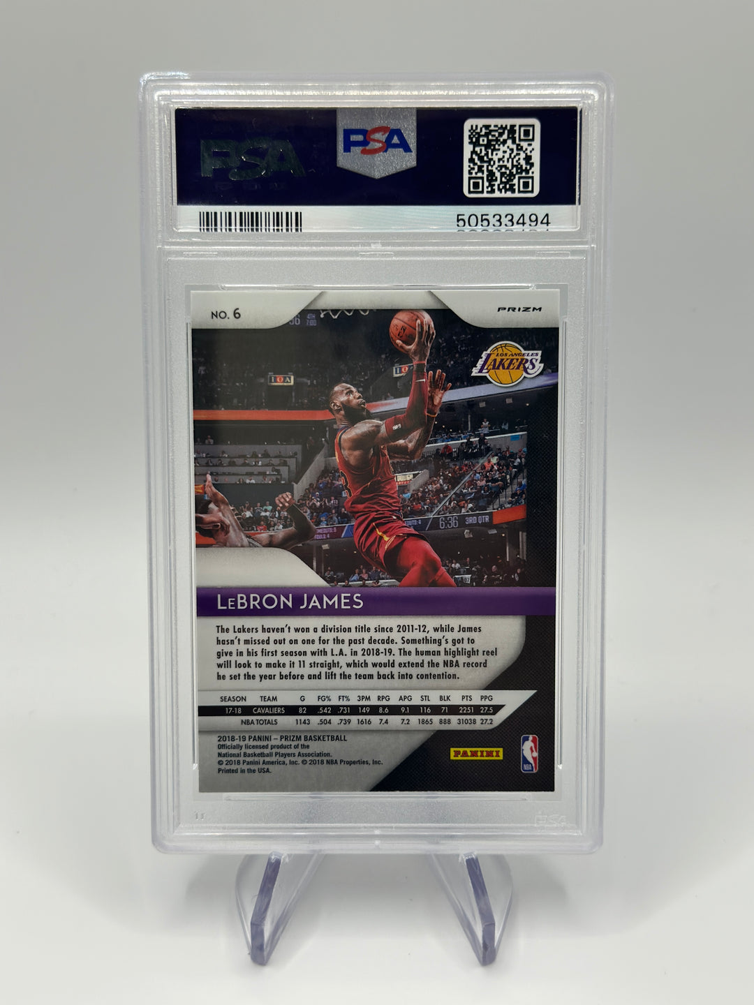 2018 Prizm Lebron James Silver #6 PSA 10