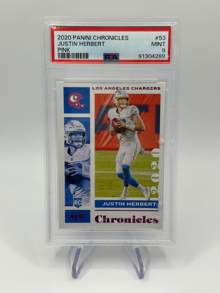 2020 Panini Chronicles Justin Herbert Pink #53 PSA 9