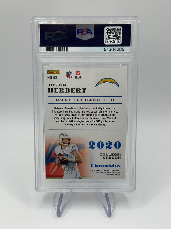 2020 Panini Chronicles Justin Herbert Pink #53 PSA 9
