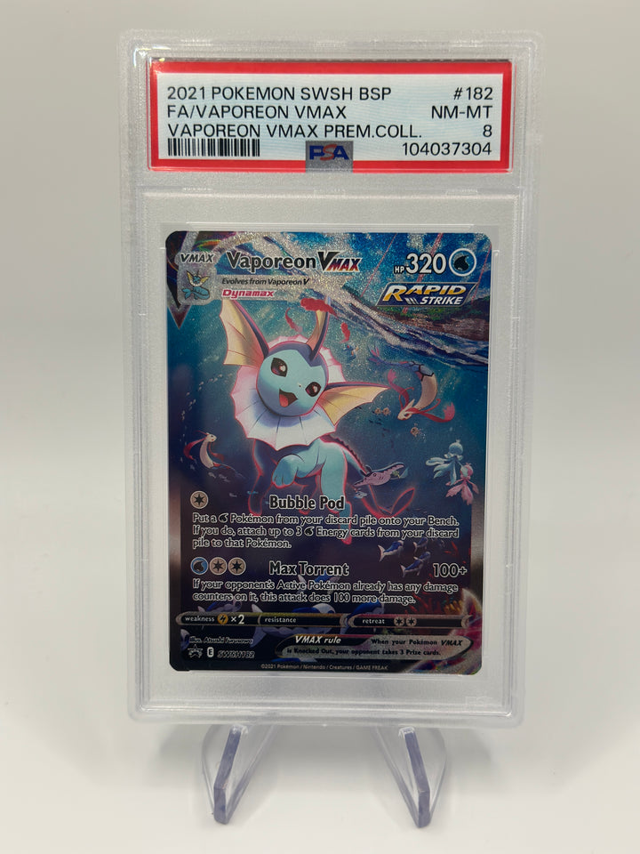 Pokémon Vaporeon Vmax SWSH182 PSA 8