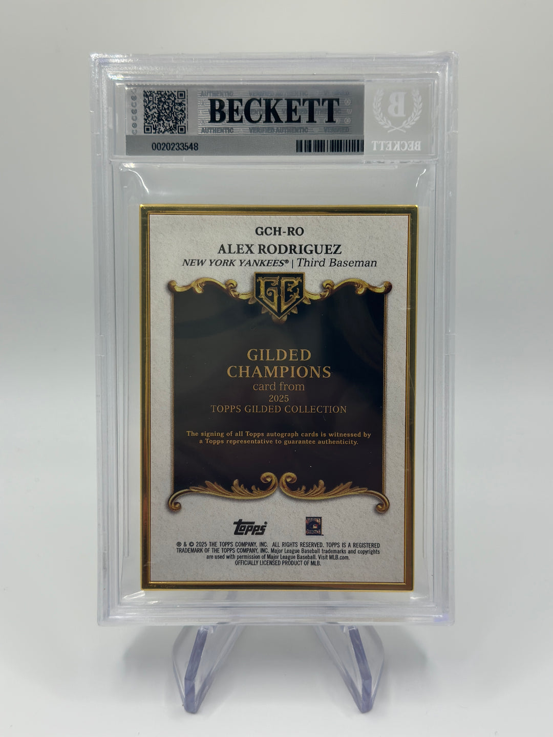 2025 Topps Gilded Collection Alex Rodriguez Champions Auto BGS 8.5