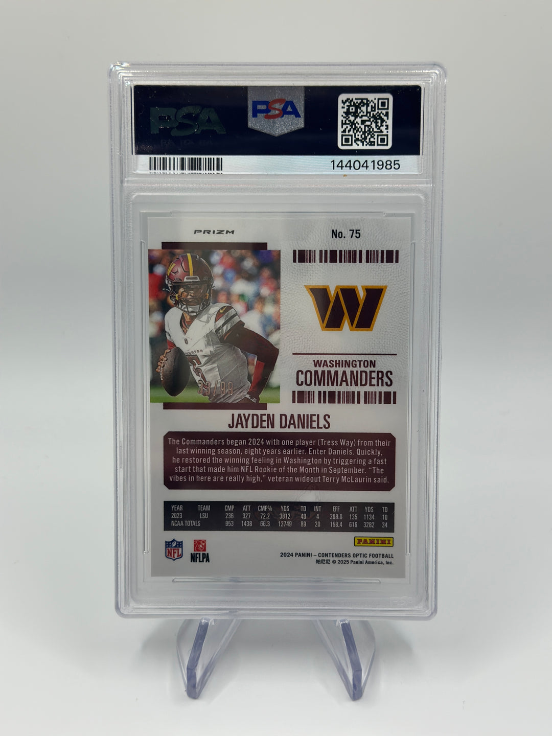 2024 Optic Jayden Daniels Blue /99 #75 PSA 9