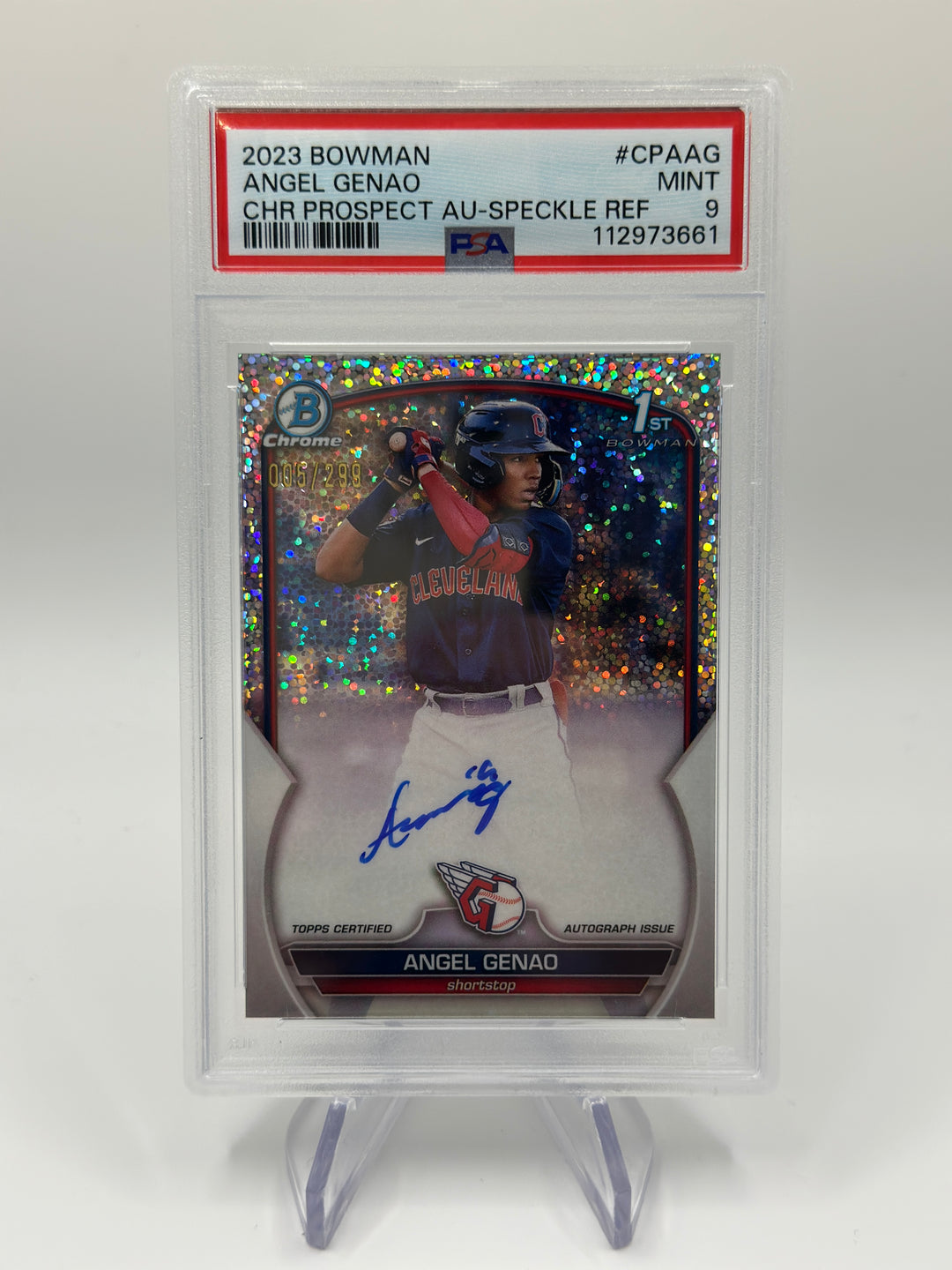 2023 Bowman Angel Genao Speckle Auto /299 #CPAAG PSA 9
