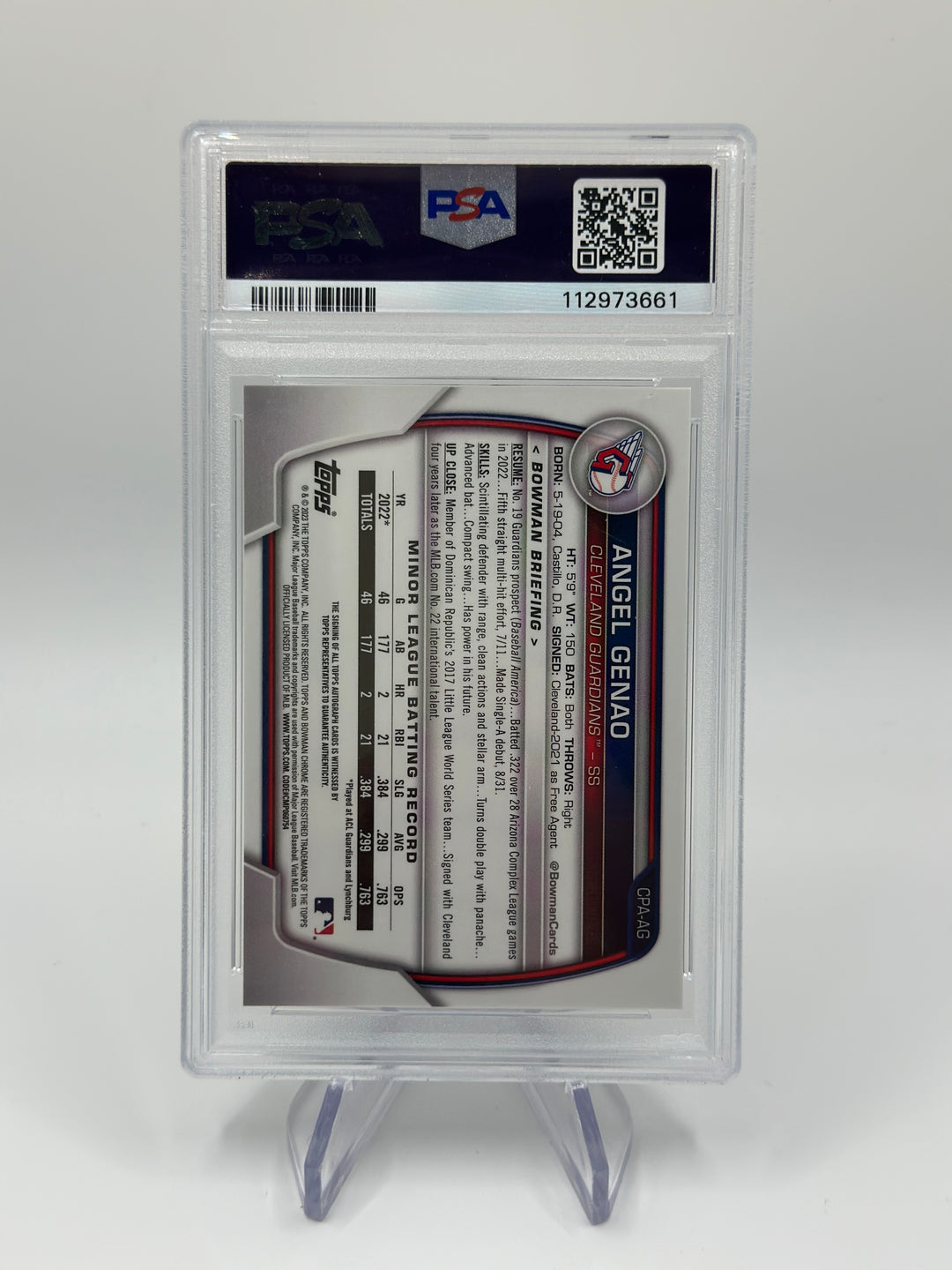 2023 Bowman Angel Genao Speckle Auto /299 #CPAAG PSA 9