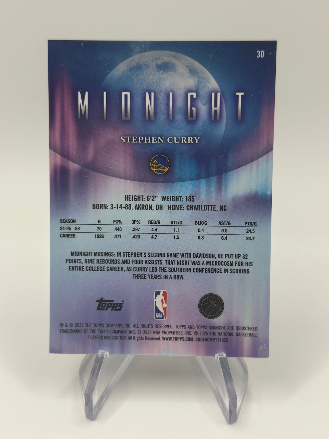 2025-26 Topps Midnight Stephen Curry Summer Solstice #/50 Warriors