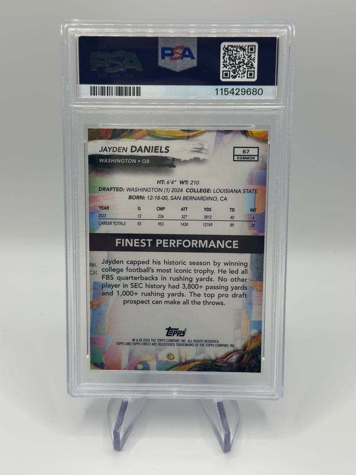 2024 Finest Jayden Daniels Blue Geo /99 #67 PSA 9
