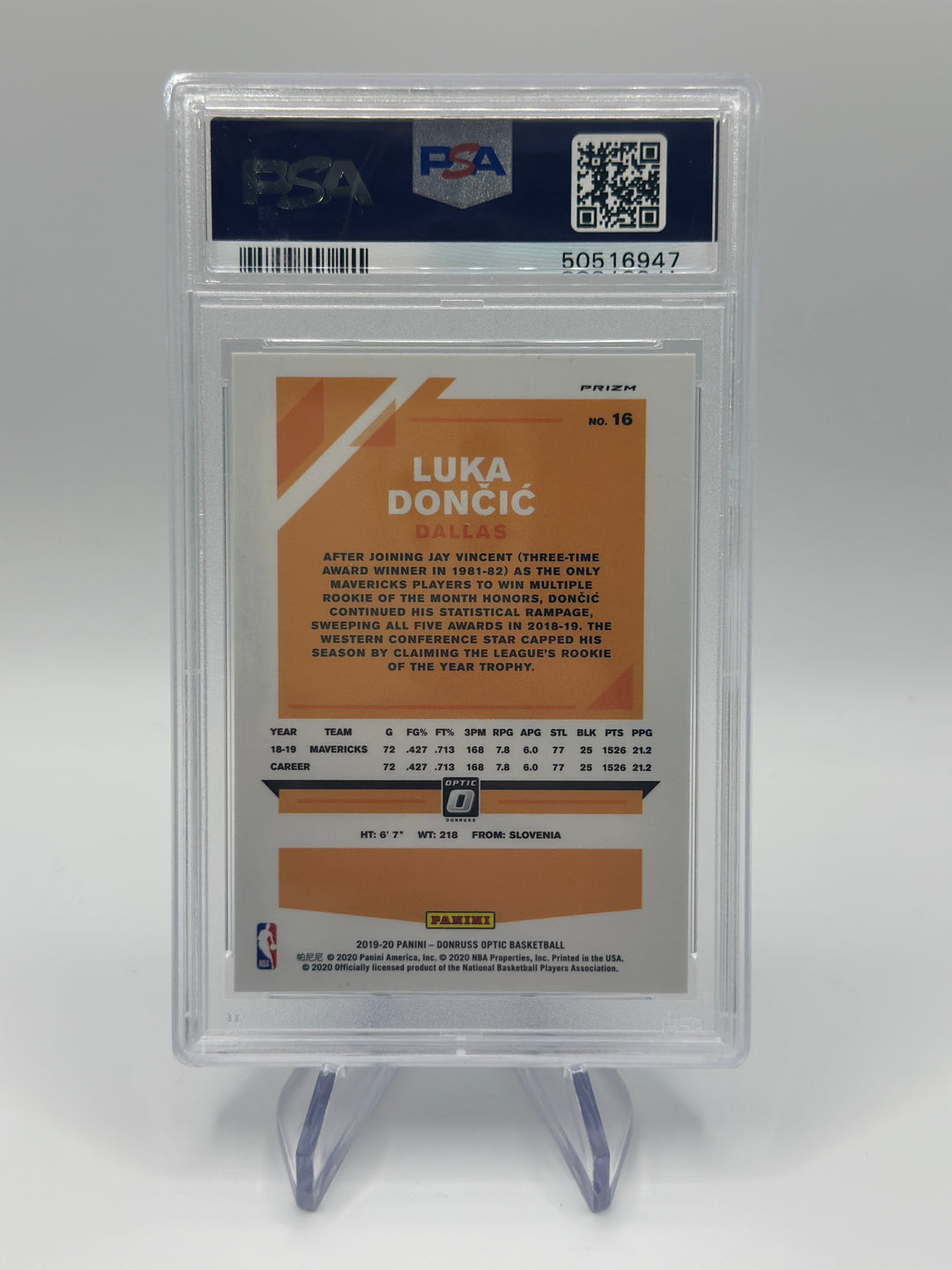 2019 Optic Luka Doncic Blue #16 PSA 10