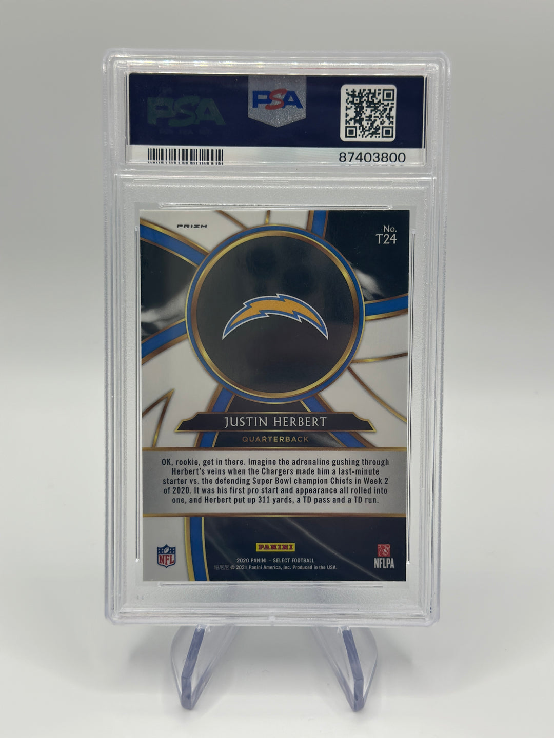 2020 Select Justin Herbert Turbocharged #T24 PSA 10