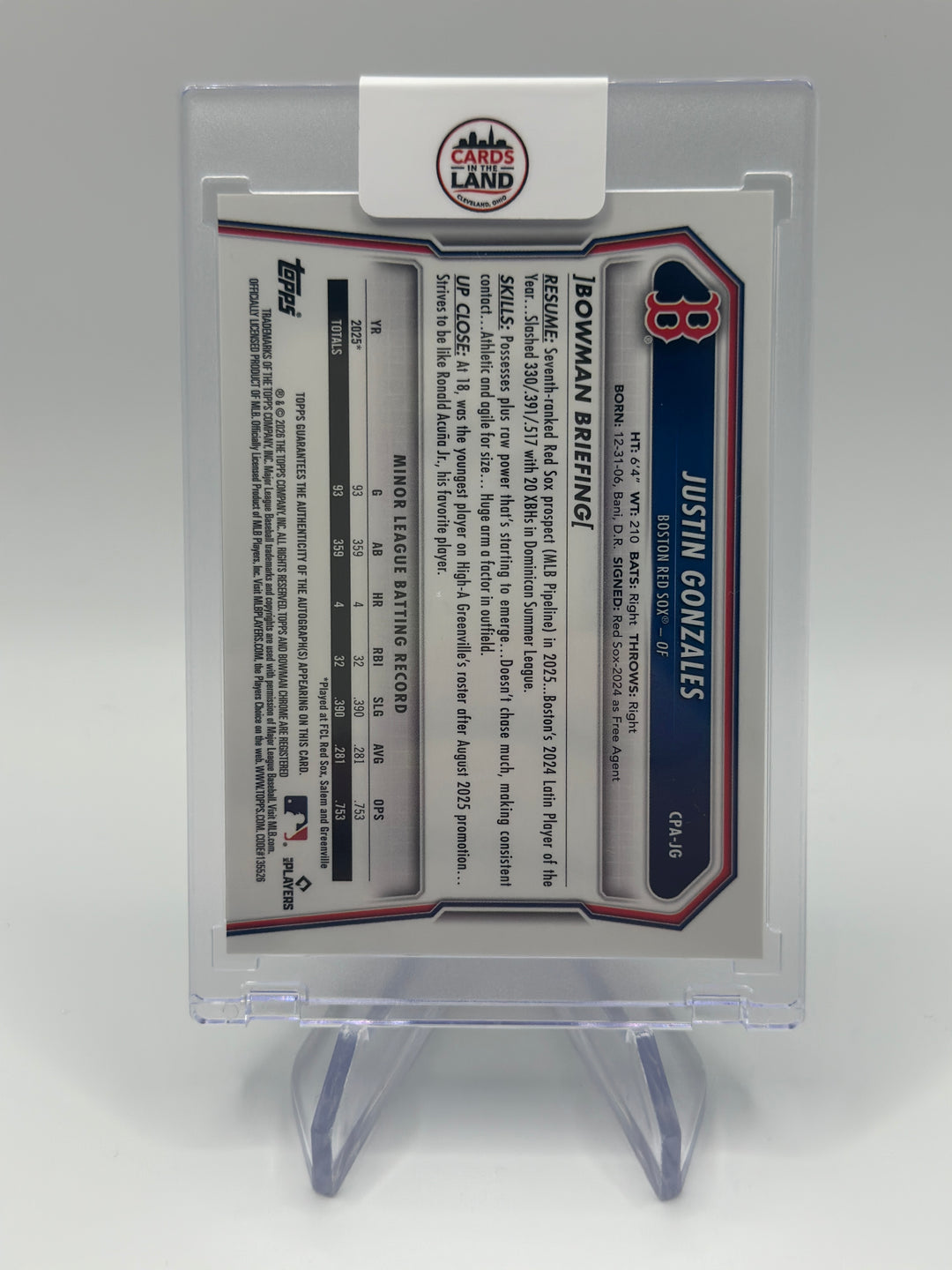 2026 Bowman Chrome Justin Gonzales Purple Auto /250