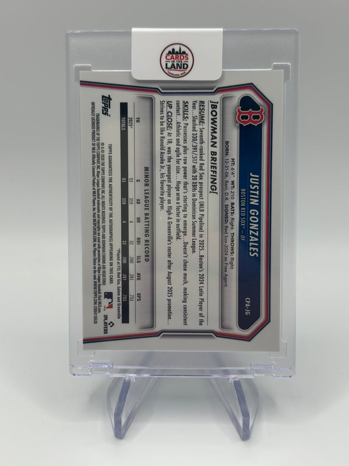 2026 Bowman Chrome Justin Gonzales Purple Auto /250
