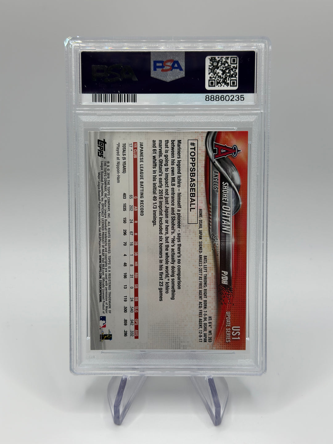 2018 Topps Update Shohei Ohtani #US1 PSA 9