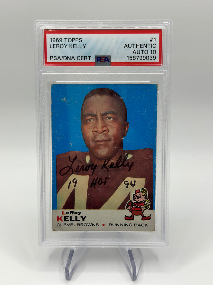 1969 Topps Leroy Kelly #1 PSA Authentic Auto 10