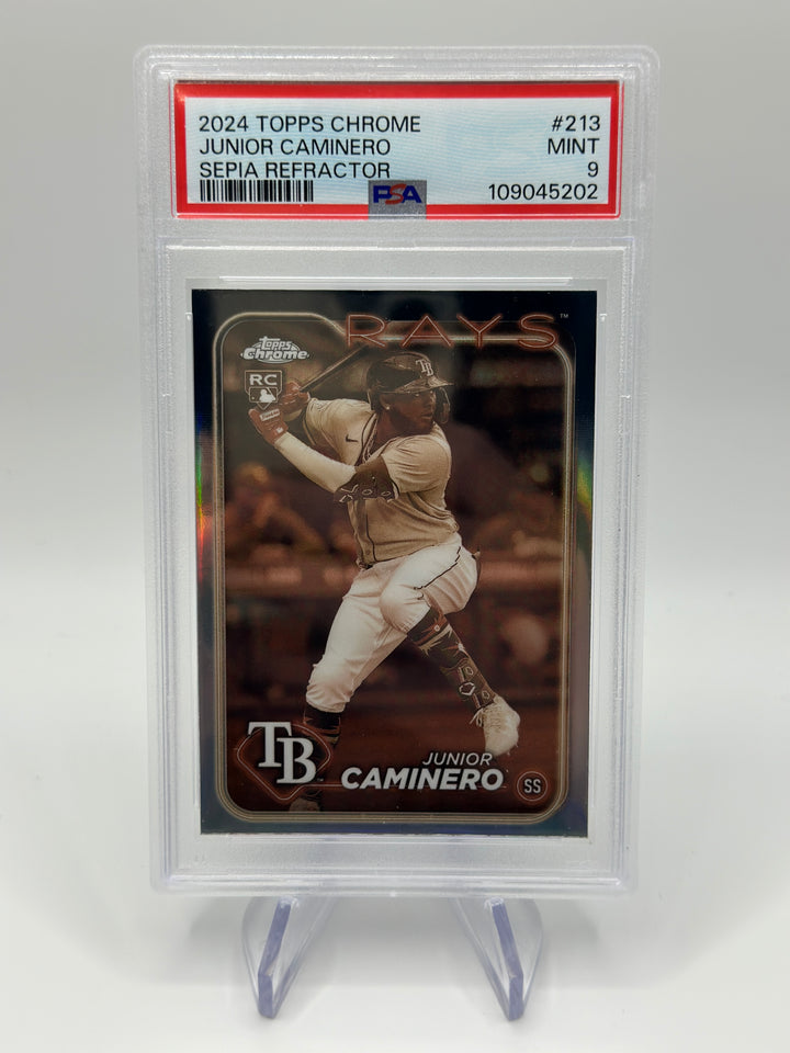 2024 Topps Chrome Junior Caminero Sepia #213 PSA 9
