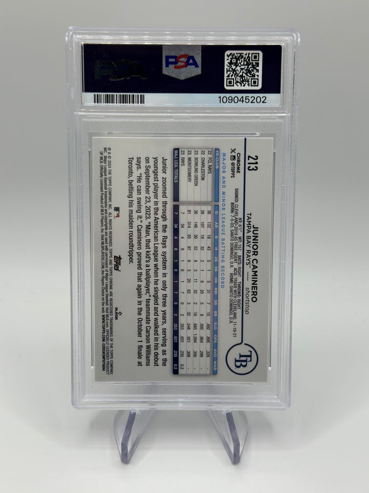 2024 Topps Chrome Junior Caminero Sepia #213 PSA 9
