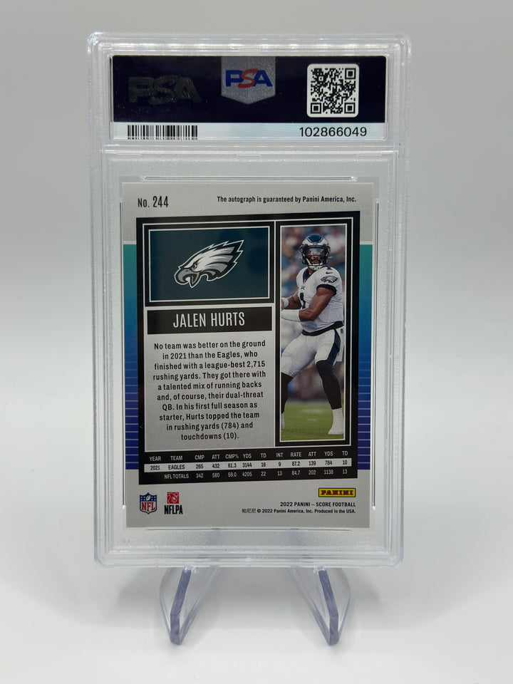 2022 Score Jalen Hurts Gold /50 #244 PSA 8