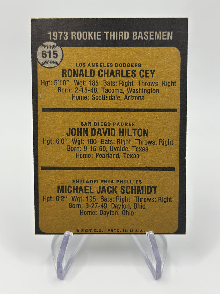 1973 Topps #615 Rookie Third Basemen Mike Schmidt RC Rookie Card HOF