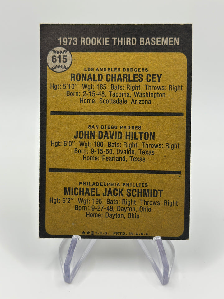 1973 Topps #615 Rookie Third Basemen Mike Schmidt RC Rookie Card HOF