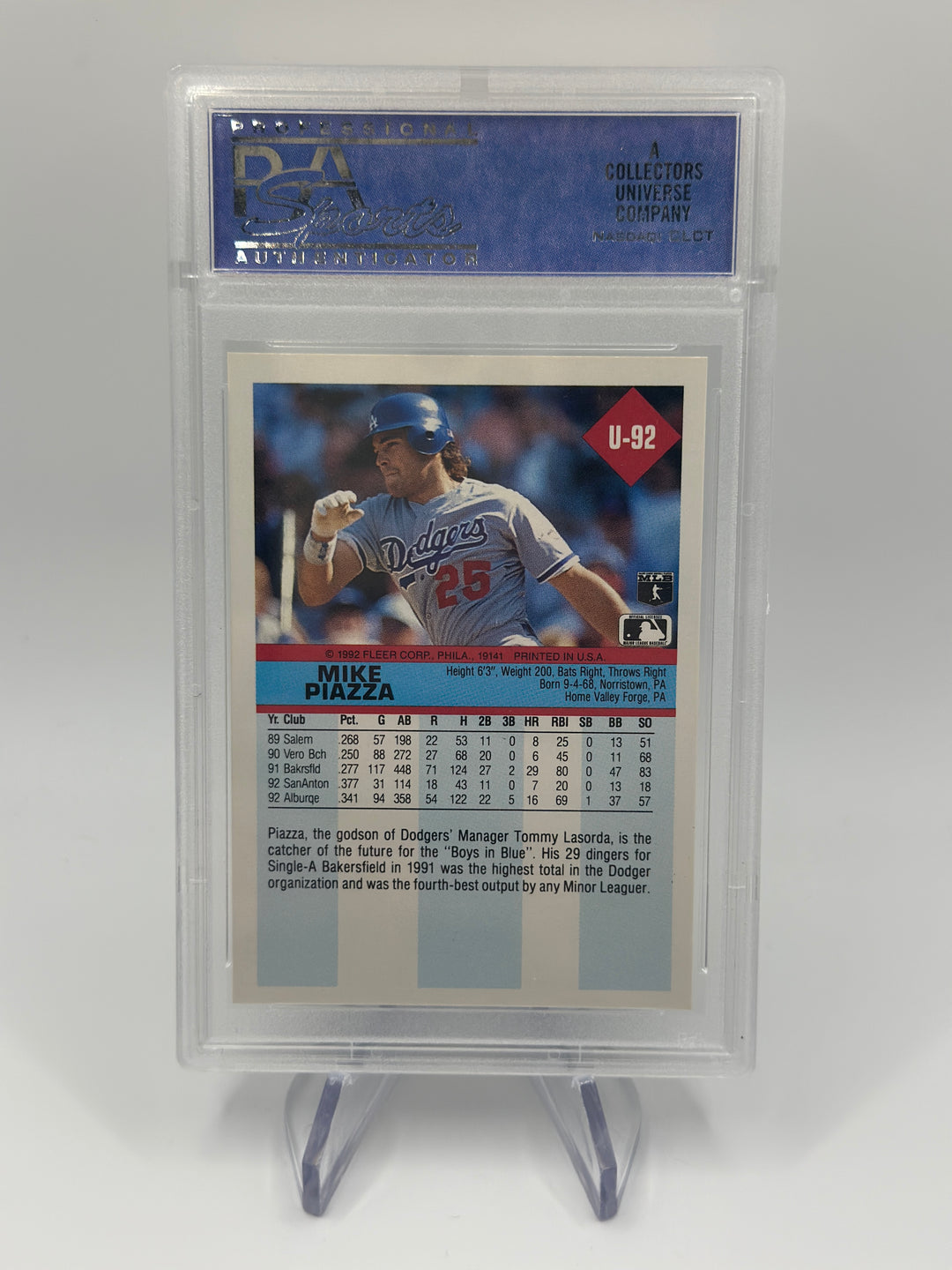 1992 Fleer Update Mike Piazza #U-92 PSA 8