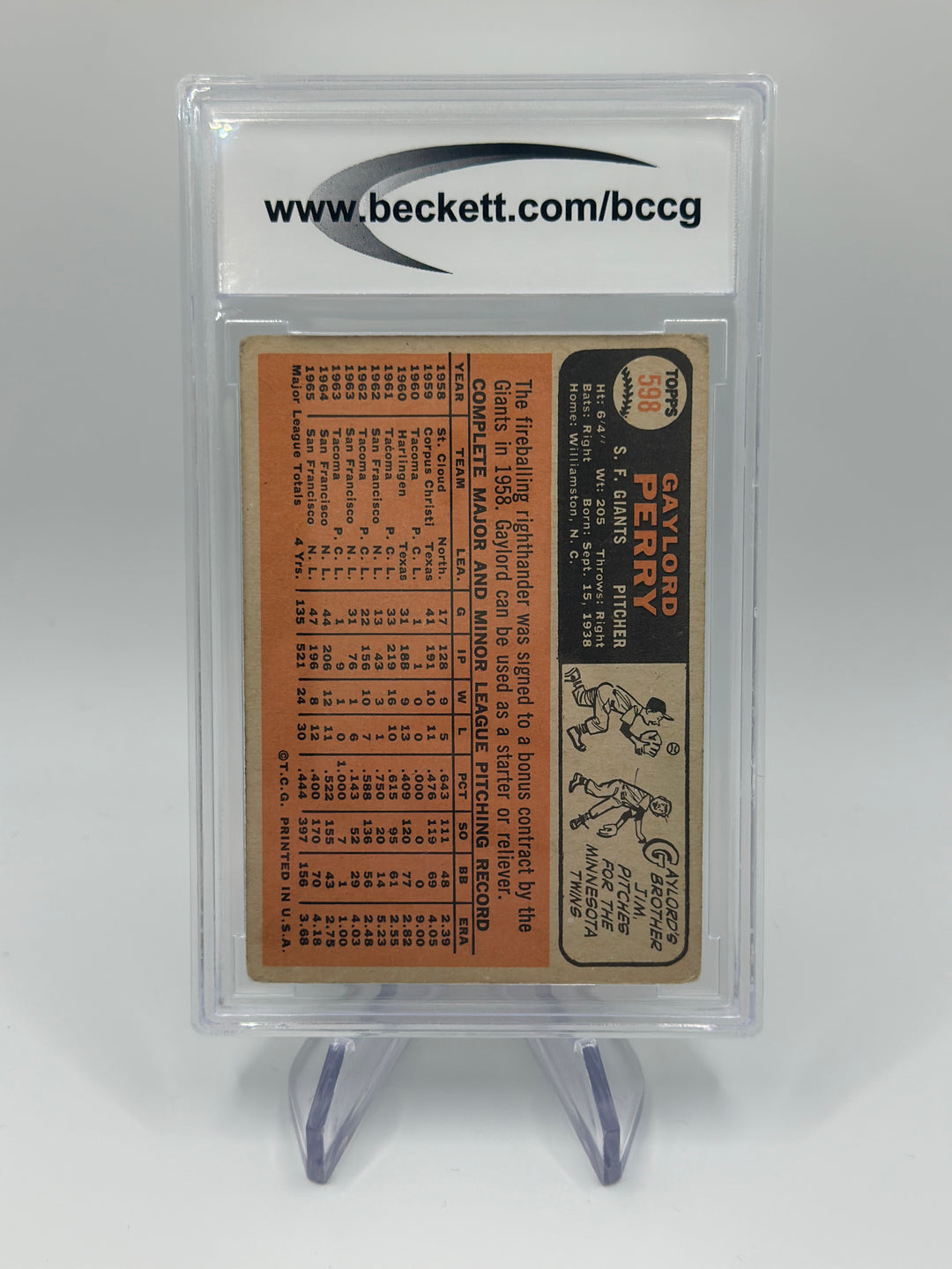 1966 Topps Gaylord Perry SP #598 BCCG 6