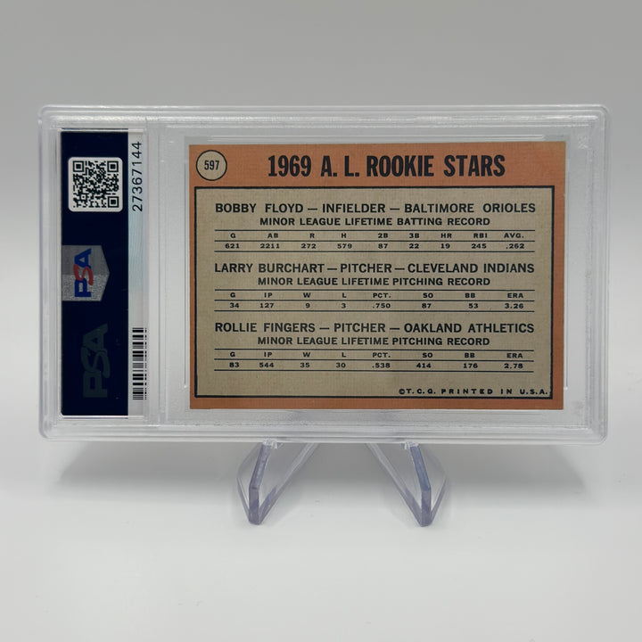 1969 Topps AL Rookies Floyd/Burchart/Fingers #597 PSA 5
