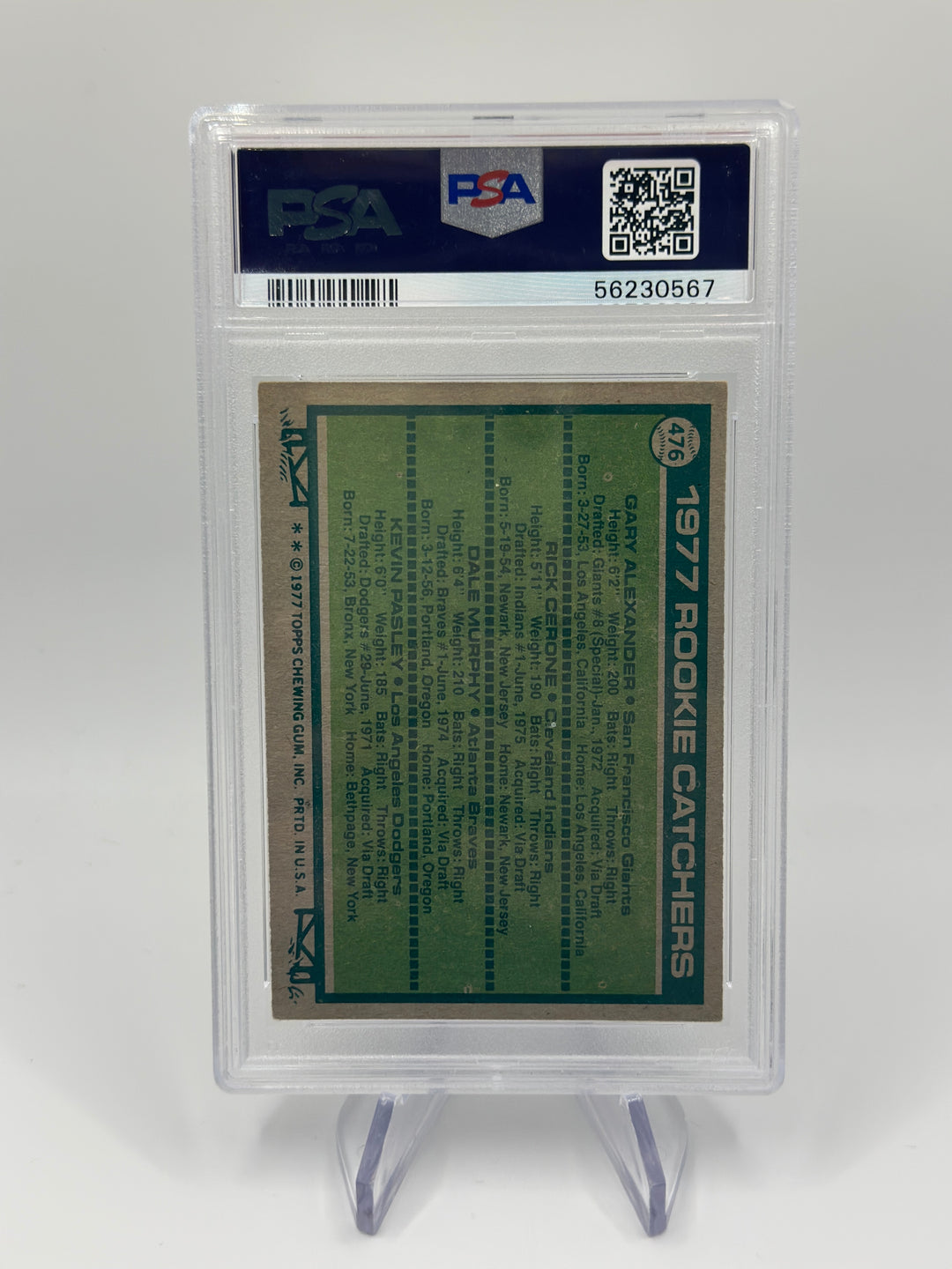 1977 Topps Rookie Catchers Alexander/Cerone/Murphy/Pasley #476 PSA 3.5