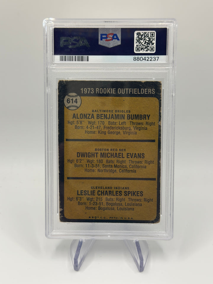1973 Topps Rookie Outfielders Bumbry/Evans/Spikes #614 PSA 1