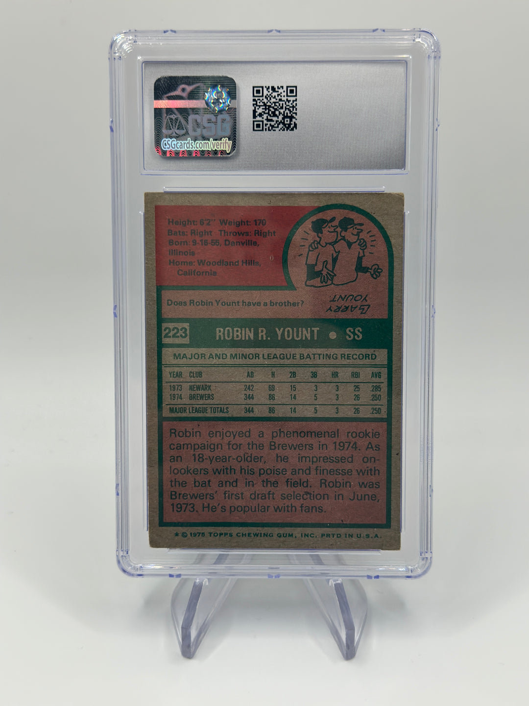 1975 Topps Robin Yount #223 CSG 3