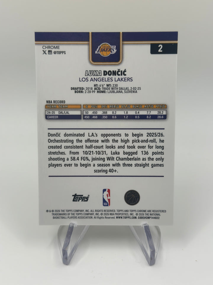 2025-26 Topps Chrome Update Luka Doncic #2 Yellow /275