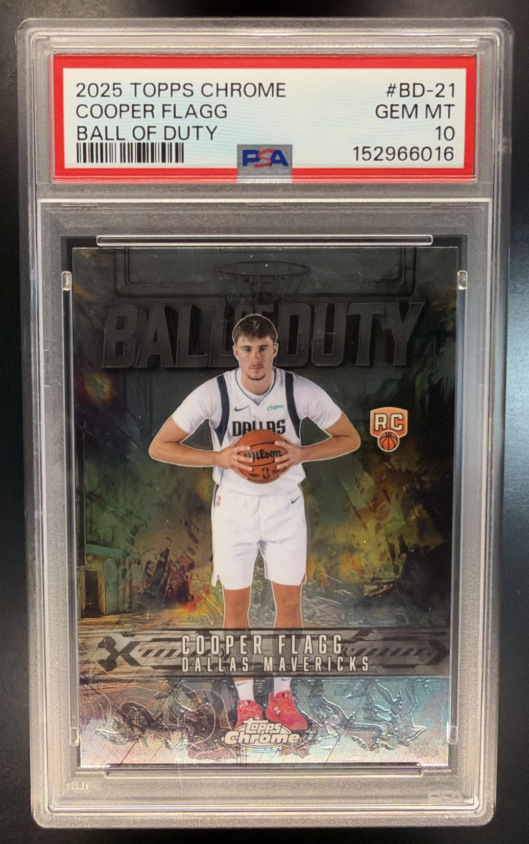 2025-26 Topps Chrome Cooper Flagg #BD-21 Ball of Duty RC Mavericks PSA 10
