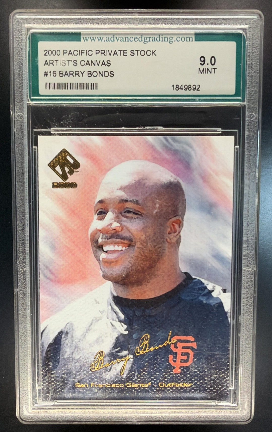 2000 Pacific Private Stock Barry Bonds #16 Artist's Canvas Giants AGS 9