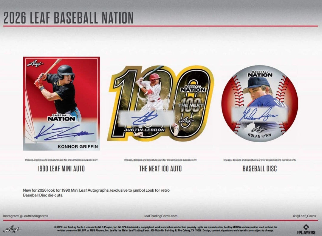 Break #5: 2026 Leaf Baseball Nation Hobby Box FULL CASE Break (10 Boxes)- PYT